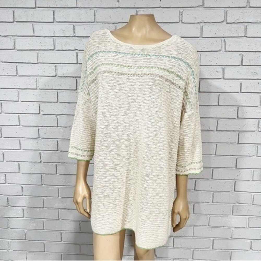J.Jill Light and Airy Textured Boat Neck Sweater Crochet Embroidered Boho XL NWT